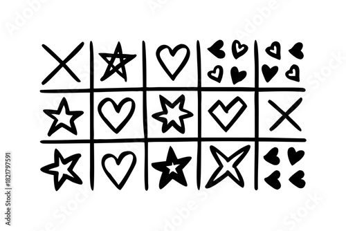 Three Hand Drawn Black Ink Inkblot Letters I letter