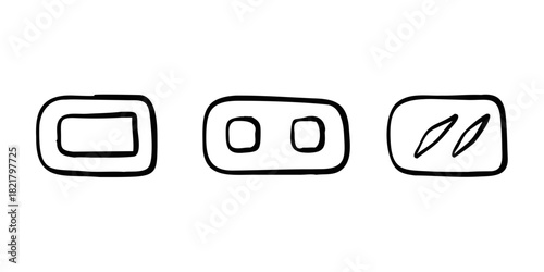 Three simple outline icons for options button choice