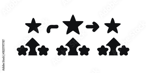 Three Stars and Arrows Graphic on White Background
