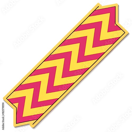 Bright Yellow Pink Chevron Zig-Zag Sticker Pattern