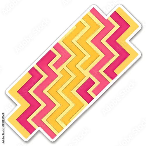Bright Yellow Pink Chevron Zig-Zag Sticker Pattern