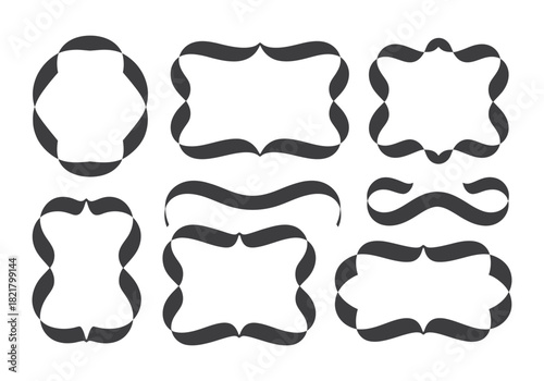 Elegant ribbon frames and decorative scroll elements vector set
