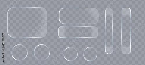 Liquid glass smartphone interface isolated. White ui light frame square and circle banner with shine stroke. Control center widget for smartphone and web app, vector illustratioclose up of paper clips