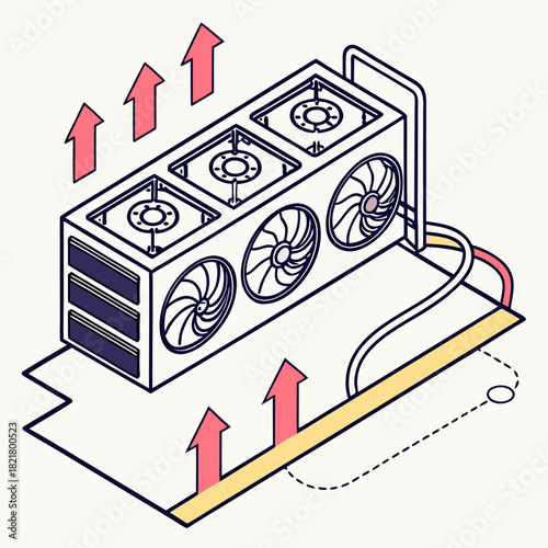 Computer graphics card cooling system with airflow illustration