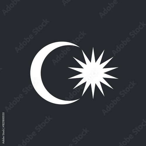 Malaysia Bintang Persekutuan white emblem. Malaysian Crescent and Star flag element