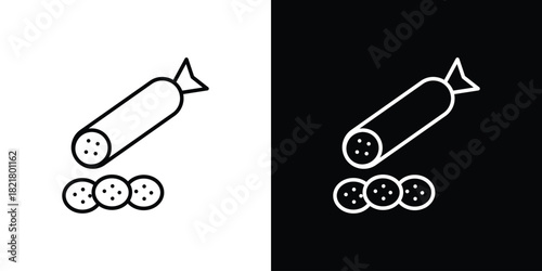 Salami icon. Black illustration isolated for graphic and web design.