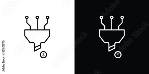 Sales funnel icon. Black illustration isolated for graphic and web design.