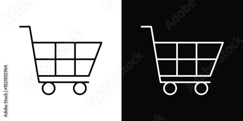 Shopping cart icon. Black illustration isolated for graphic and web design.