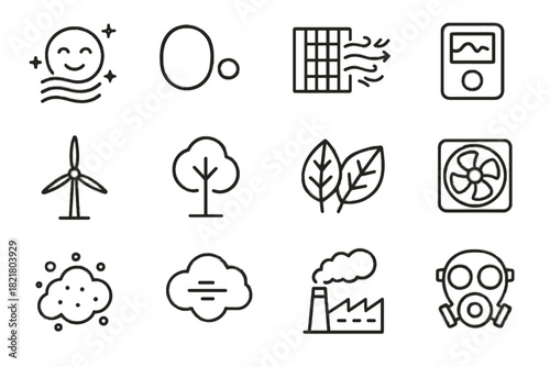 Symbol filter breathable cloud wind meter icon fan pollution icons smoke environment