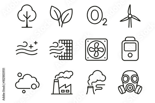 Symbol cloud factory meter tree particulate atmosphere icons icon clean vector pollution