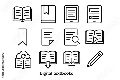 Digital vector icon page open icons flip textbook button download notes book