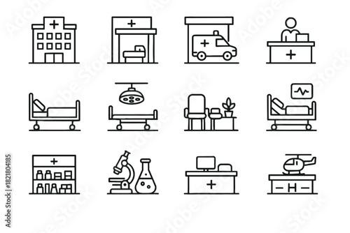 Bay rooftop hospital care intensive vector icon ambulance main set reception