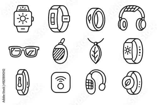 Smart gadget solar air band fitness eco ring icon vector temperature