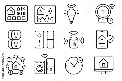 Home iot control thermostat automation energy security icon vector panel smart