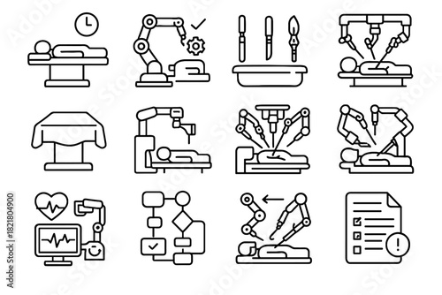Surgery tool vitals guidance monitoring instrument icon vector check robotic workflow step