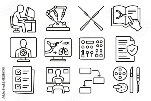 Selection feedback vector diagram arm robotics icon guide robotic surgical precision virtual