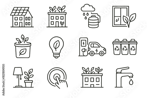 Decor green led vector icon hotel car charging lighting electric windows eco