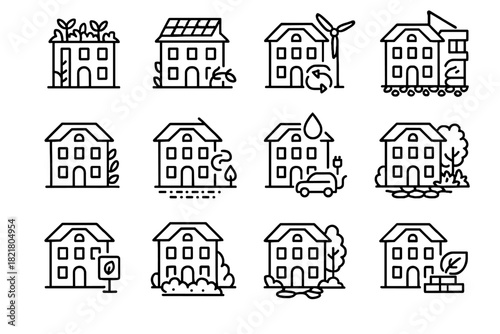 Eco panels wind materials vector icon rainwater turbine green icons electric hotel