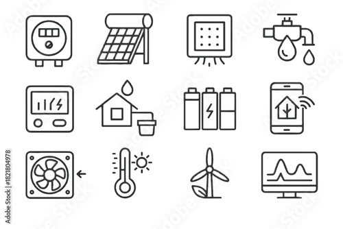 System ventilation vector dashboard water iot icon eco hotel smart flow green