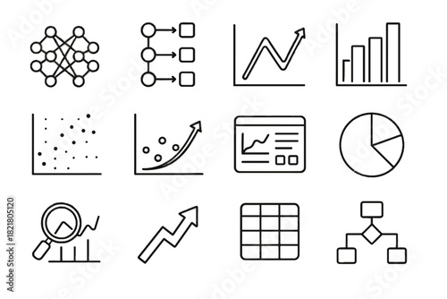 Arrow vector trend learning plot dashboard prediction flow icons machine icon chart