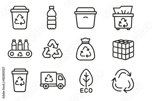Vector bin sign eco icons icon symbol pickup sorting plastic recycling