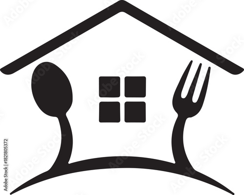 Home Food & Cooking Logo Cozy Restaurant Delivery or Catering Symbol