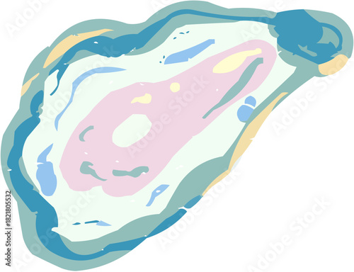 An elegant stylized vector of an opened oyster in a half shell, sometimes including a subtle pearl. Represents luxury seafood, fine dining, or the concept of treasure and quality.