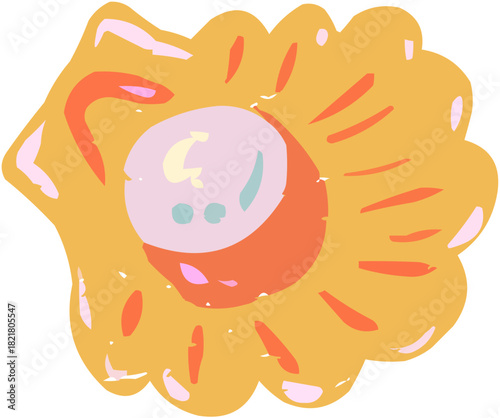 An elegant, stylized vector illustration of a scallop (Coquille Saint-Jacques) shell. This widely recognized symbol of high-end French and international cuisine is perfect for luxury food branding and