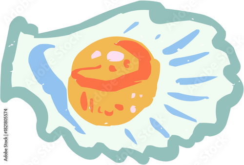 An elegant, stylized vector illustration of a scallop (Coquille Saint-Jacques) shell. This widely recognized symbol of high-end French and international cuisine is perfect for luxury food branding and