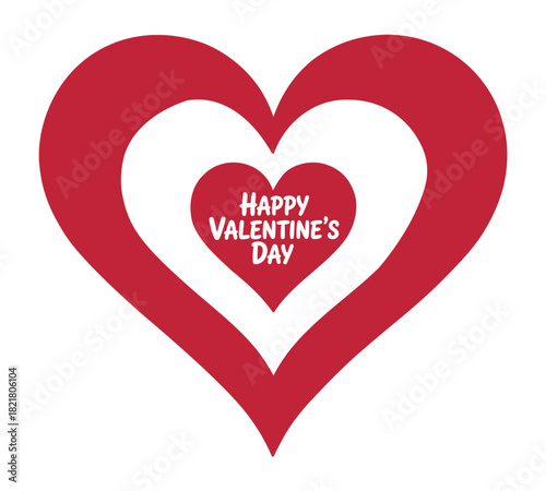 Triple heart design for Valentines Day with romantic holiday greeting