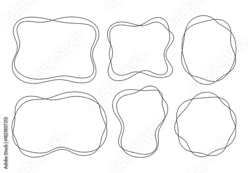 Freeform hand drawn frames and borders set for design elements