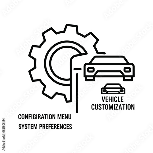 Line icon set for vehicle configuration menu and system preference