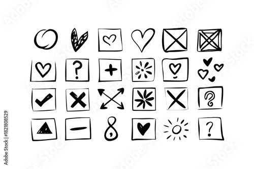 Two Abstract Figures and a Question Mark black and white