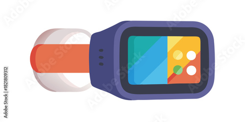 Vector smartwatch with colorful strap and digital display