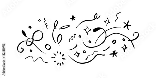 Whimsical Swirls and Sparkle Doodle Marks abstract