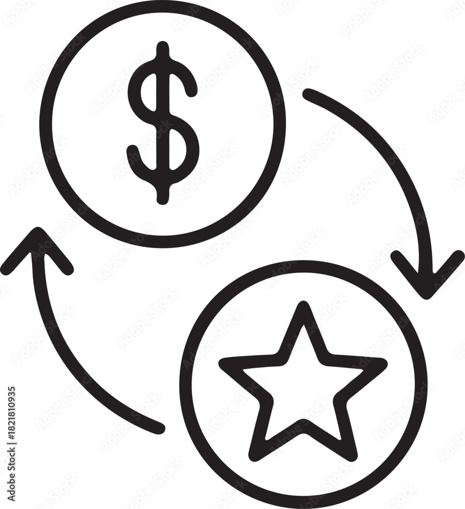 Obraz premium Cycle of Value and Money Exchange Icon – Financial Reward Loop Symbol for Economy, Business, and Incentives