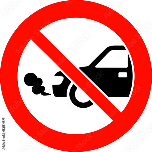 Prohibition Sign for Car Exhaust Fumes and Idling