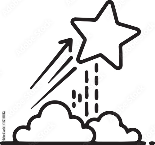 Rising Star Achievement Icon – Success, Excellence, Launch, Motivation, Performance, Award Symbol