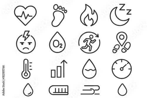 Tracking burned stress vector saturation walked training active score fitness steps icon