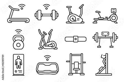 Climbing trainer equipment treadmill tracker elliptical gym kettlebell bodyweight smart vector machine