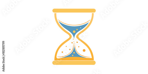 Yellow Hourglass With Blue Sand And Orange Bubbles