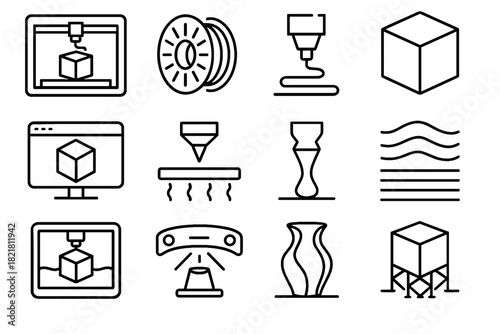 Printing d structure nozzle spool scanner layer icon vector cad support vat