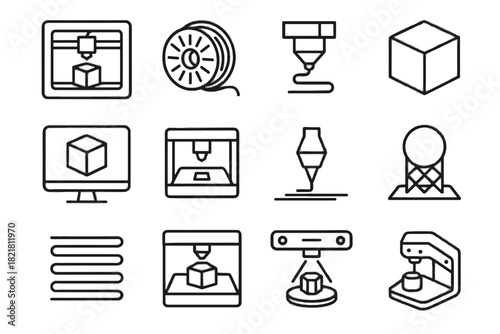 Icon head vat cad printer nozzle d model structure printing vector prototype