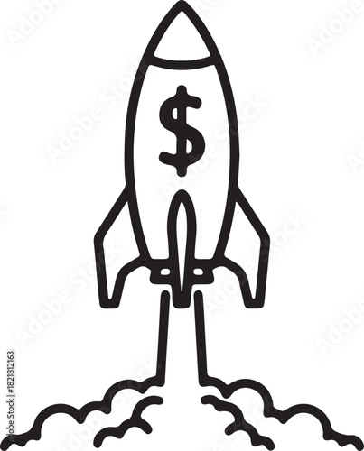 Rocket Ping Icon for Financial Growth, Investment Boost, and Cryptocurrency Surge – Minimalist Vector Symbol