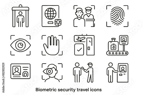 Handprint gate icon passport border biometric entry kiosk icons vector verification security