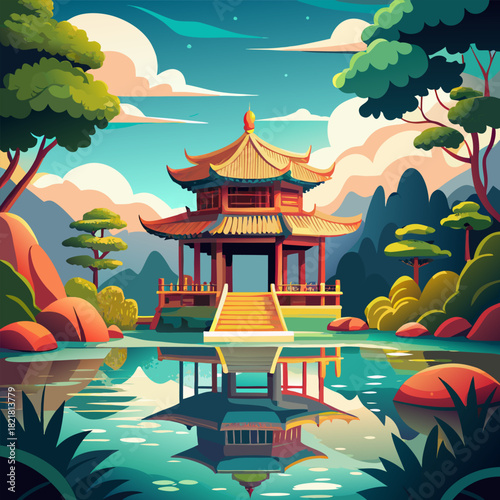 japanese temple in the garden