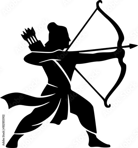 Minimal Lord Ram Silhouette Logos Unique Pure Black Vector Designs