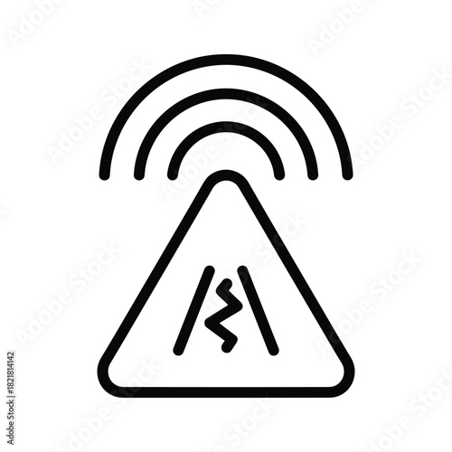 Warning sign for slippery road surface with wireless signal icon