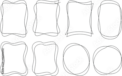 Collection of hand drawn irregular border frames and shapes