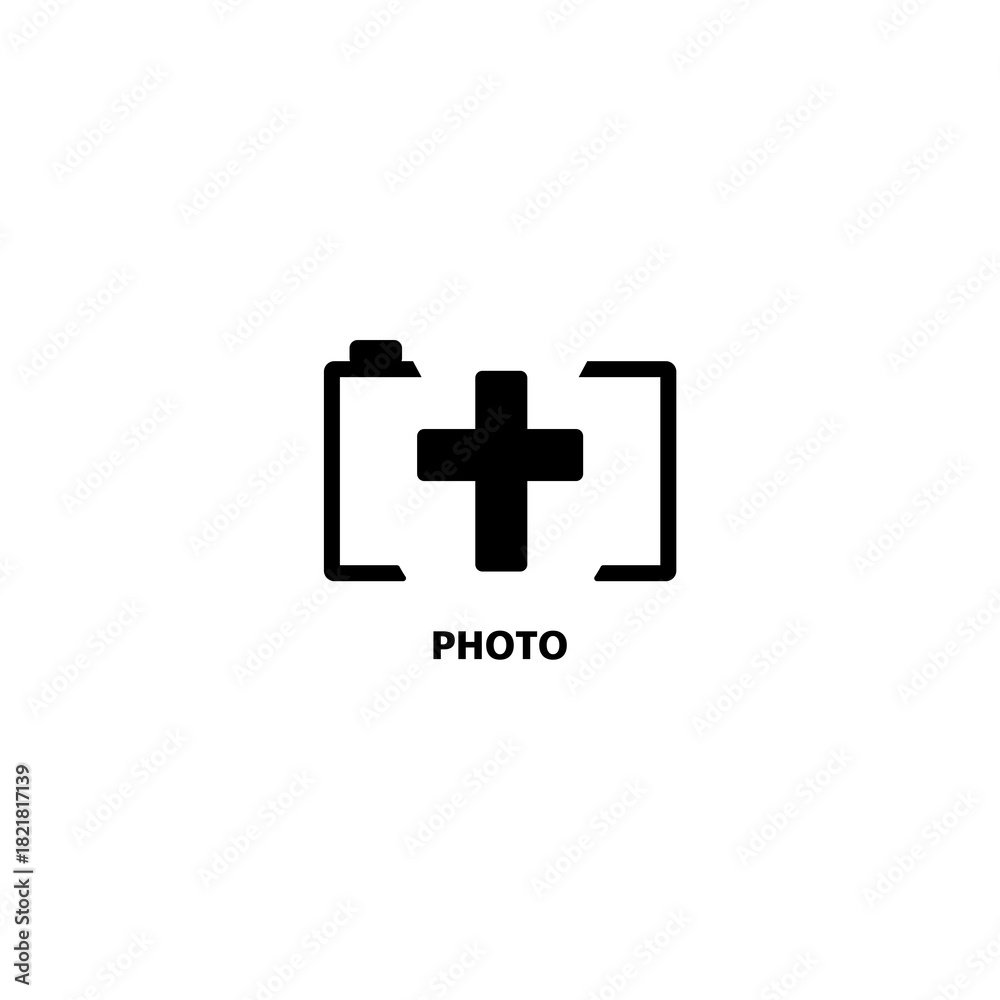 Fototapeta premium Photo Camera Icon cross isolated black on white background.